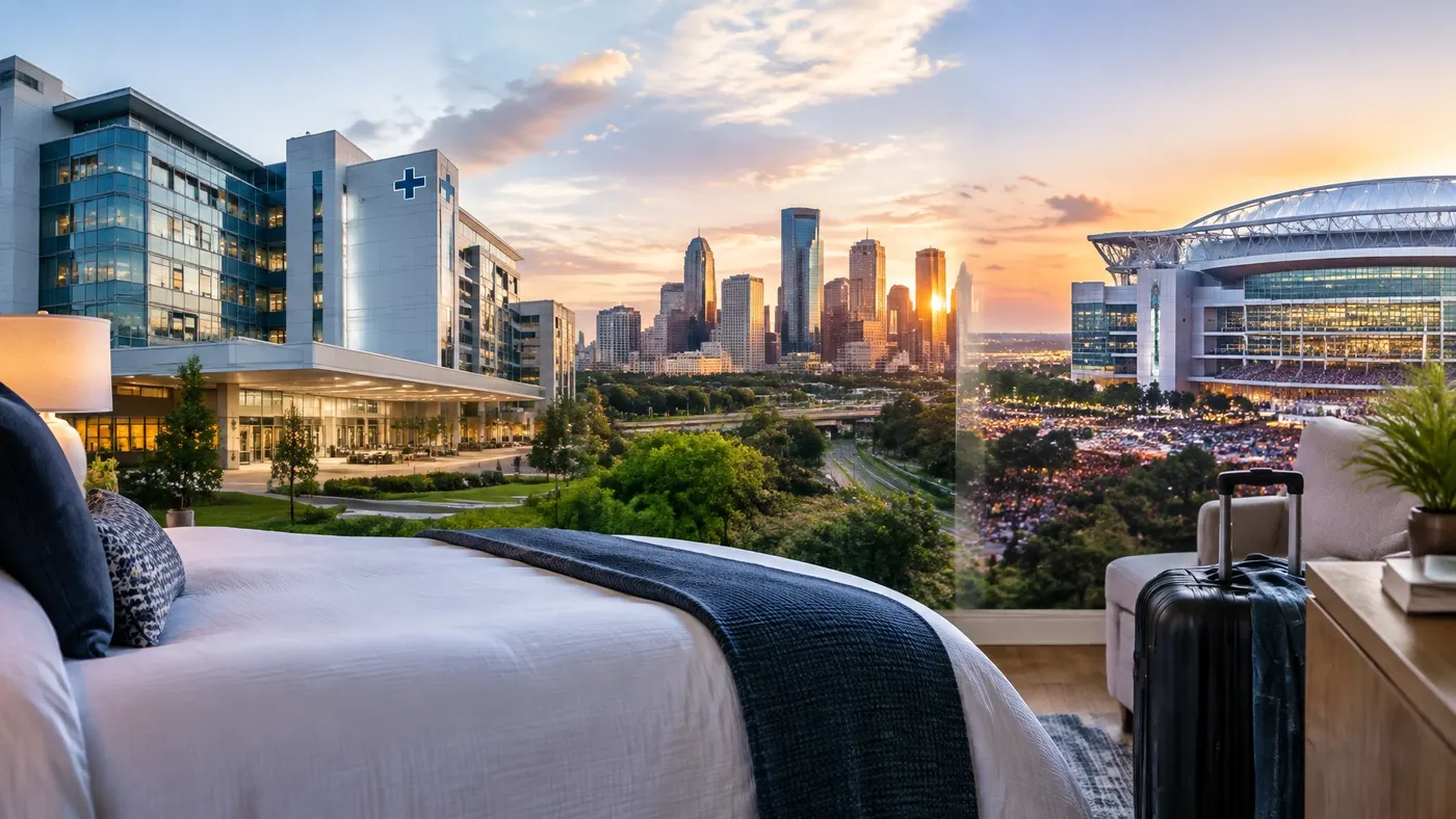 A bright, comfortable Houston living room prepared for a short-term stay